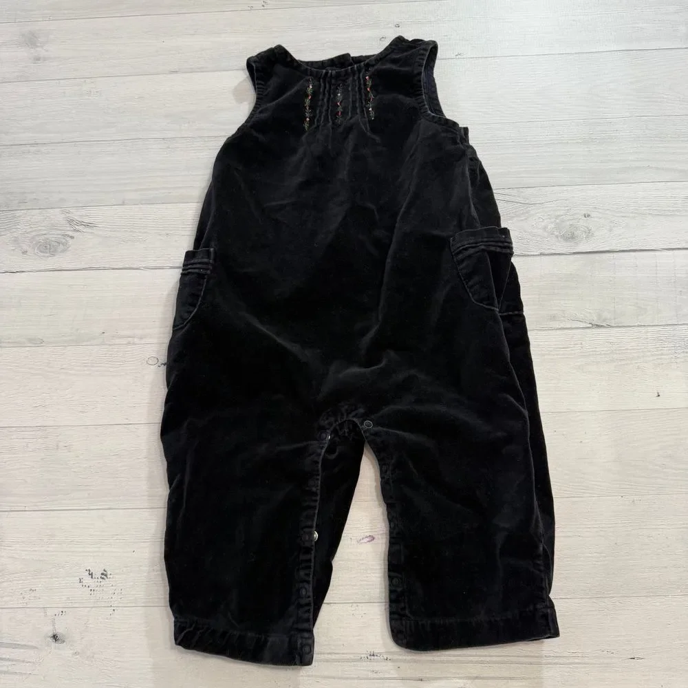 Gymboree black velvet girls overalls 2000‎ size 12-18 months